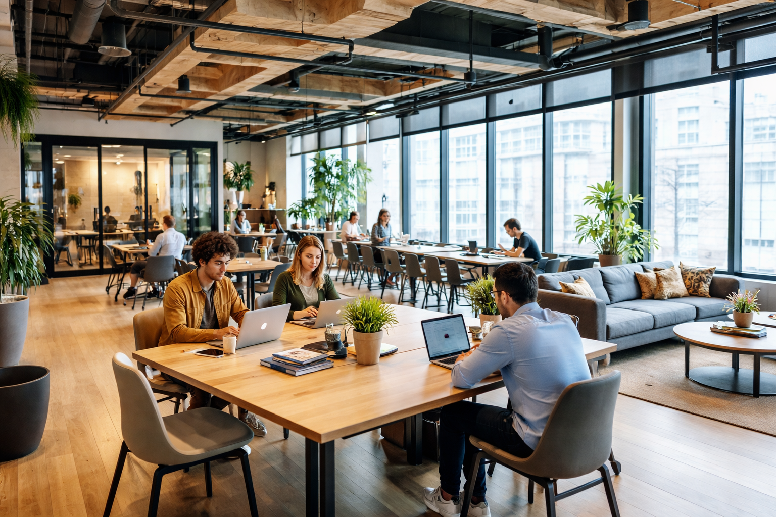 coworking office cleaning space in North York with shared desks, meeting areas, and modern workspace layout
