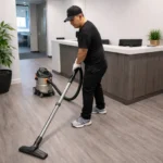 Cleaning a reception area in an Aurora office to maintain a professional front space