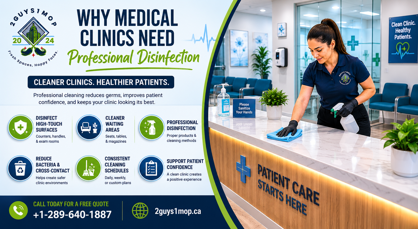 Medical office cleaning Aurora with commercial cleaners disinfecting a professional healthcare clinic