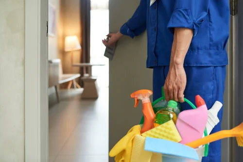 eco-friendly cleaning services: Cleaning staff deep cleaning a home in Toronto with professional equipment.